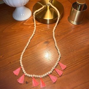Bright Red Tassel Necklace